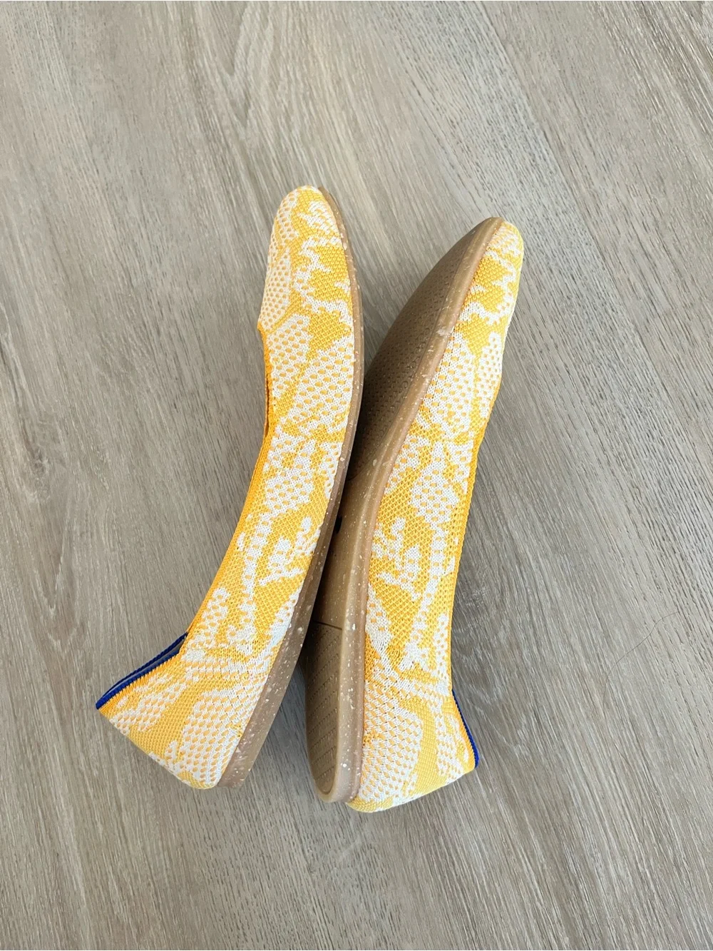 Rothy's The Daisy Square Toe Ballet Flat Yellow/White Size 9